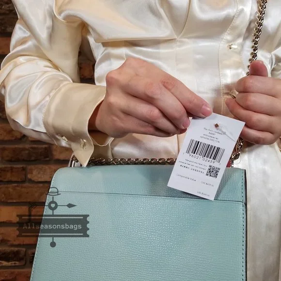 Kate Spade Remi Embroidered Lea Aphrodite Green Spring Flap Chain Crossbody NWT - Picture 10 of 13